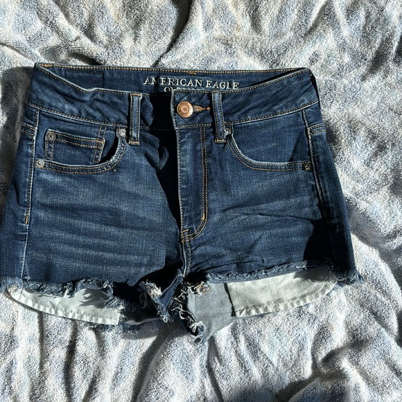 American Eagle Outfitters Super Stretch Hi-Rise Shortie AEO Denim Jean Shorts 2 - Picture 9 of 16
